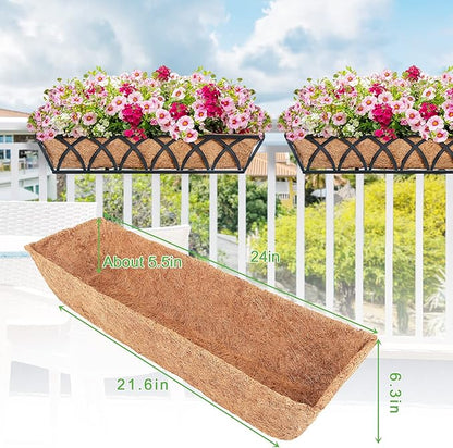 Y&M 4pcs 24“ Through Coco Liners Coconut Fiber Liner, Pre-Formed Replacement 24'' Coco Liner for Window Basket