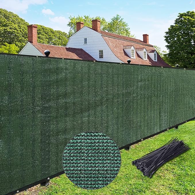 UPGRADE Privacy Fence Screen 6'x24' Dark Green Outdoor 90% Visibility Blockage 170 GSM Mesh Shade Cover Panels for Backyard,Balcony,Home Decoration with Zip Ties,Customized Avaliable