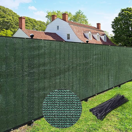 UPGRADE Privacy Fence Screen 4'x14' Dark Green Outdoor 90% Visibility Blockage 170 GSM Mesh Shade Cover Panels for Backyard,Balcony,Home Decoration with Zip Ties,Customized Avaliable