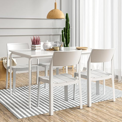 VECELO 4 Pack Stackable Dining Chairs, Plastic Patio Chairs for Indoor Outdoor Use in Kitchen, Poolside, No Assembly, Matte White