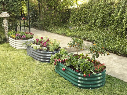 Plant & Plot Galvanized Raised Garden Beds Outdoor // 4×2×1 ft Planter Raised Beds for Gardening, Vegetables, Flowers // Large Metal Garden Box (White) // Patented Tool-Free Design