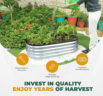 Utopia Home Galvanized Raised Garden Bed Kit 4x2x1ft, Planter Box Raised Garden Beds Outdoor, Easy Assembly Metal Raised Bed for Gardening Vegetables, Fruits, Flowers - Pack of 01 - Silver
