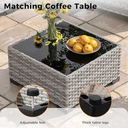 12-Seat Modular Patio Furniture Set – Outdoor Wicker Sectional Sofa with Thick 4″ Cushions, Dual-Strand PE Rattan, Rust-Resistant 18 mm Steel Frame, Backyard Garden Deck Lounge,Beige