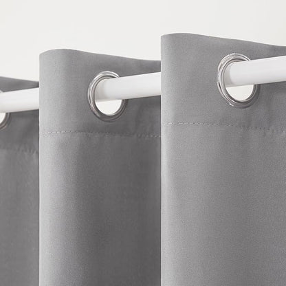 TOWN & COUNTRY BASICS Cabana Solid Heavyweight Indoor Outdoor Curtains, Light Filtering Opacity with Grommet Top, Water Repellent, 2-Pack Set, 54"x108", Medium Grey