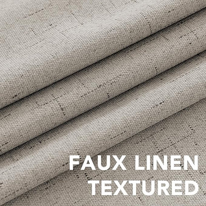 H.VERSAILTEX Linen Blackout Curtains 45 Inches Long 100% Absolutely Blackout Thermal Insulated Textured Linen Look Curtain Draperies Anti-Rust Grommet, Energy Saving with White Liner, 2 Panels, Stone