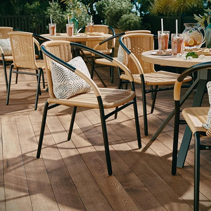 Flash Furniture Lila 2 Pack Beige Rattan Indoor-Outdoor Restaurant Stack Chair