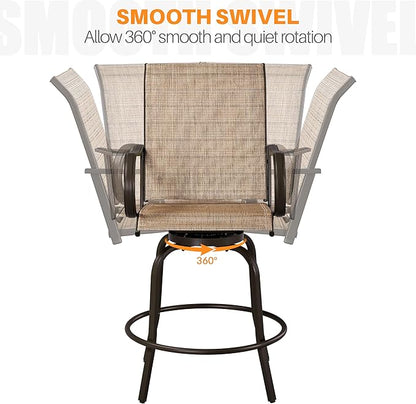 Yaheetech Patio Swivel Barstools Outdoor Chairs Set of 6, High Bistro Stools Outdoor Furniture, All-Weather Patio Stools for Outside, Beach, Lawn, Poolside and Garden, Brown