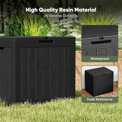 NEWBULIG 31 Gallon Deck Box, Weatherproof Resin Lockable Outdoor Storage for Secure Package Deliveries and Indoor Storage in Garden or Patio, Backyard