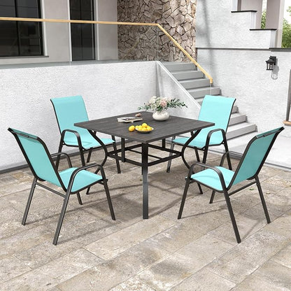 Patio Chairs Set of 6, Stackable Outdoor Dining Chairs for All Weather Textilene Fabric & Metal Frame, Outdoor Chairs Set for Backyard Deck Garden