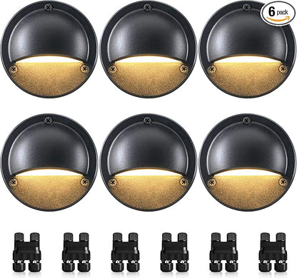 SUNVIE 5W LED Low Voltage Deck Lights, 12-24V Step Lights Outdoor with Fastlock2 Wire Connectors, Low Voltage Landscape Lighting 3000K Warm White Deck Stair Light Waterproof for Fence Post, 6 Pack
