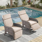 Zero Gravity Wicker Patio Recliner Chairs Set of 2 - Wicker Outdoor Lounge Chair with Adjustable Backrest & Footrest, All Weather Outdoor Reclining Chairs with Thick Cushion for Pool Deck Beige