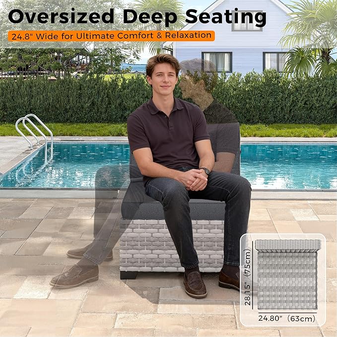 14-Seat Outdoor Wicker Patio Furniture Set with Fire Pit Table, Modular Rattan Sectional Sofa & 2 Swivel Rocking Chairs, 4" Thick Cushions, Rust-Resistant Frame,Black