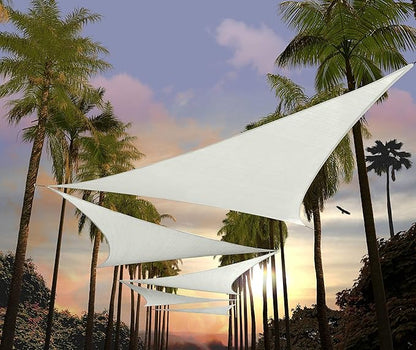 Amgo Custom Size 27' x 27' x 27' White Triangle Sun Shade Sail Order to Make Canopy Awning UPF50+ AGSLT, 95% UV Blockage, Water & Air Permeable, 200GSM Commercial Standard (We Customize)