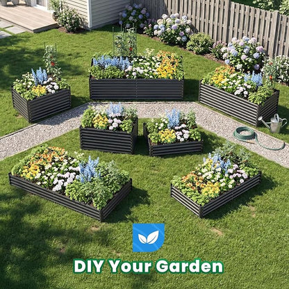 Quictent Galvanized Raised Garden Bed 4x3x1 Ft Metal Planter Box for Vegetables Bottomless for Backyard Dark Grey 2PCS
