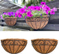LaLaGreen Large Wall Planter Outdoor - 2 Pack, 14 Inch Large Fence Hanging Flower Baskets with Coco Liner, Herb Pots Holder Rail Planter Outside Railing Deck Porch Balcony Vertical Garden Privacy Wall