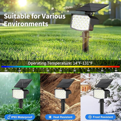 Solar Spot Lights Outdoor Waterproof Adjustable Solar Powered Landscape Lights for Yard 3 Long Time Lighting Modes Spotlights for Pathway Garden Outside Wall Pool Porch- 6 Pack, Cool White