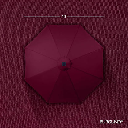 Best Choice Products 10ft Solar LED Offset Cantilever Hanging Market Patio Umbrella, Smooth 360° Rotation, 8 Sturdy Ribs, Easy Adjustment - Burgundy