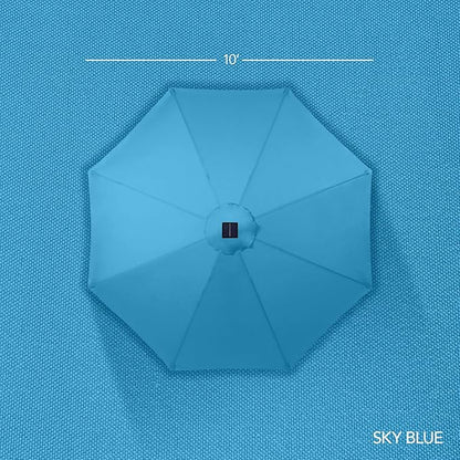 Best Choice Products 10ft Solar LED Offset Cantilever Hanging Market Patio Umbrella, Smooth 360° Rotation, 8 Sturdy Ribs, Easy Adjustment - Sky Blue