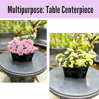 LaLaGreen Rail Planter Outdoor Plants (11.8 Inch, 2 Pack) Black Metal Iron Fence Hanging Flower Pots Deck Railings Buckets Countryside Boho Style Wall Mount Window Box Plant Holder Hooks Porch Decor