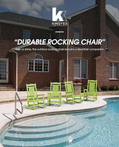 KINGYES Outdoor Rocking Chair Set of 2, High Density Polyethylene Patio Rocking Chairs with 330lbs Support for Adults, Pistachio Green