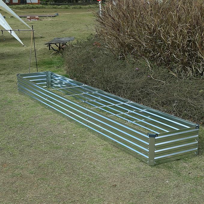12x2x1ft(2 Pack) Galvanized Raised Garden Bed,Outdoor Planter Box Metal Patio Kit Planting Bed for Vegetables Flowers Herb,Silver