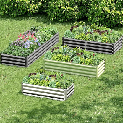 2PCS 6x3x1FT Galvanized Raised Garden Bed, Galvanized Planter Raised Garden Boxes Outdoor, Large Metal Raised Garden Beds for Vegetables-Green
