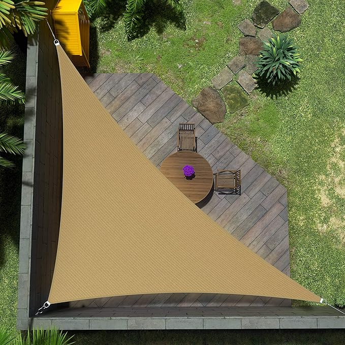 Amgo Custom Size 13' x 16' x 20.6' Sand Beige Right Triangle Sun Shade Sail Order to Make Canopy Awning UPF50+ AGSLT, 95% UV Blockage, Water & Air Permeable, 200GSM Commercial Standard (We Customize)