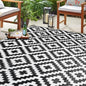 SAND MINE Waterproof Outdoor Rug 6x9 ft, Reversible Mats, Modern Area Rug, Large Floor Mat and Rug for Outdoors, RV, Patio, Backyard, Deck, Picnic, Beach, Trailer, Camping, Black & White Lattice