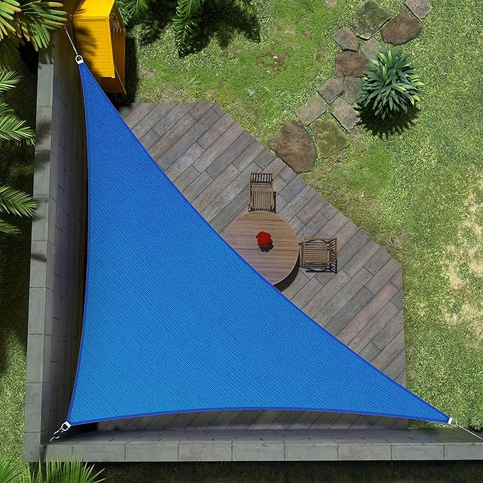 Amgo Custom Size 6' x 12' x 13.4' Blue Right Triangle Sun Shade Sail UPF50+ AGTAPRT12, Order to Make Canopy Awning, 95% UV Blockage, Water & Air Permeable, Commercial Standard (We Customize)