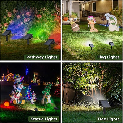Kingsyard Solar Lights Outdoor Waterproof IP68, 47 LEDs 3 Lighting Modes USB & Solar Powered Garden Yard Pathway Spot Lights for Outside Landscape, Auto On/Off, 4 Pack(Cool White)