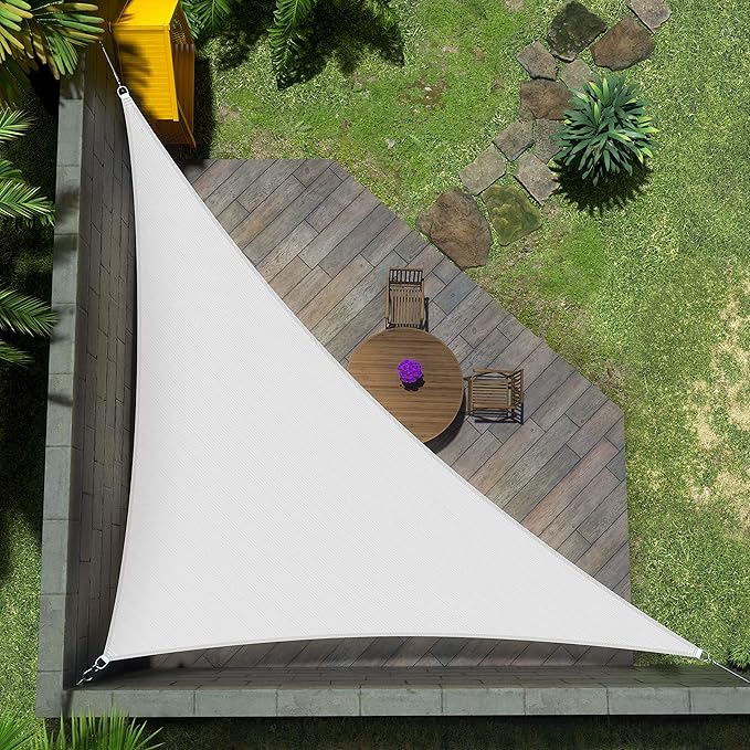 Amgo Custom Size 8' x 13' x 15.3' White Right Triangle Sun Shade Sail UPF50+ AGTAPRT12, Order to Make Canopy Awning, 95% UV Blockage, Water & Air Permeable, Commercial Standard (We Customize)