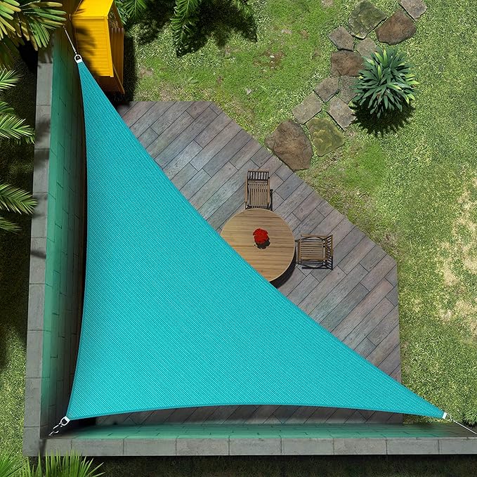 Amgo Custom Size 8' x 12' x 14.4' Turquoise Triangle Sun Shade Sail UPF50+ AGTAPRT12, Order to Make Canopy Awning, 95% UV Blockage, Water & Air Permeable, Commercial Standard (We Customize)