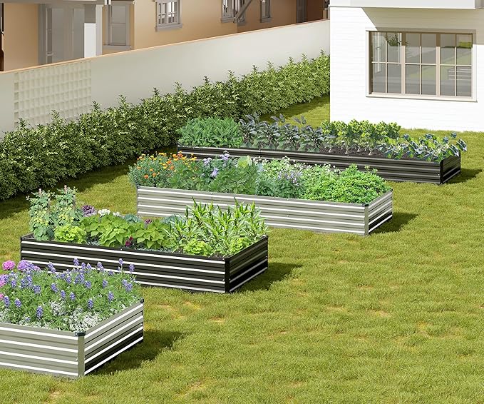 2PCS 10x3x1ft Galvanized Raised Garden Bed Kit, Galvanized Planter Raised Garden Boxes Outdoor, Large Metal Raised Garden Beds for Vegetables,Black