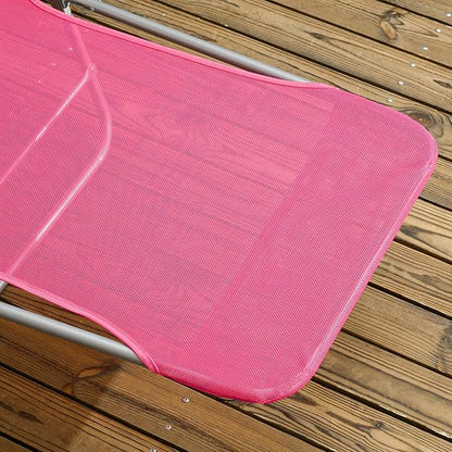 Outsunny 2 Piece Folding Chaise Lounge Chairs, Pool Sun Tanning Chairs with Reclining Back, Breathable Mesh Seat, Headrest for Beach, Yard, Patio, Pink
