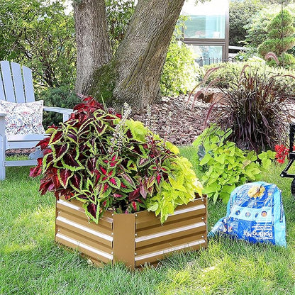 Sunnydaze 11.75" H Raised Metal Garden Bed - Galvanized Raised Garden Bed Outdoor for Vegetables and Flowers - Brown - Square