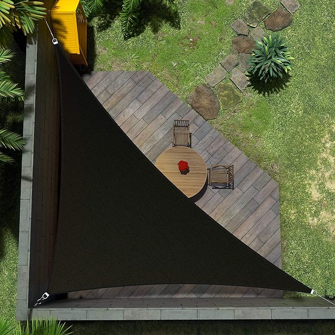 Amgo Custom Size 9' x 11' x 14.2' Black Right Triangle Sun Shade Sail Order to Make Canopy Awning UPF50+ AGSLT, 95% UV Blockage, Water & Air Permeable, 200GSM Commercial Standard (We Customize)