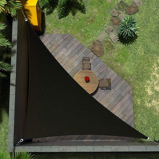 Amgo Custom Size 15' x 16' x 21.9' Black Right Triangle Sun Shade Sail Order to Make Canopy Awning UPF50+ AGSLT, 95% UV Blockage, Water & Air Permeable, 200GSM Commercial Standard (We Customize)