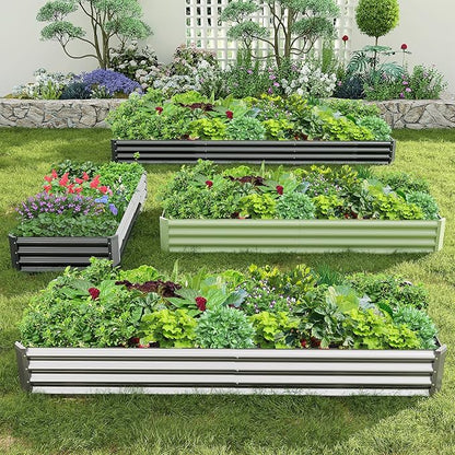 2PCS 8x2x1FT Galvanized Raised Garden Bed, Galvanized Planter Raised Garden Boxes Outdoor, Large Metal Raised Garden Beds for Vegetables-Silver